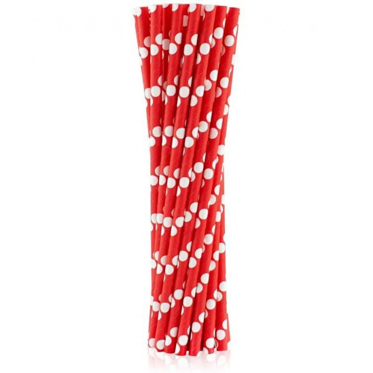 Alternativ bild 0 för Sugrör Röd Polka Prickar 24-pack