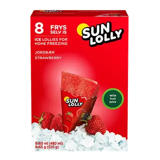 Produktfoto för Sun Lolly Isglass Jordgubb 8st