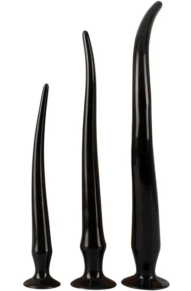 Bild 1 för Super Long Flexible Butt Plug Set - Svart