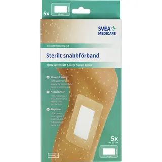 Produktfoto för Svea Medicare 100% Vattentätt Sterilt snabbförband 10 x 20cm 5 st