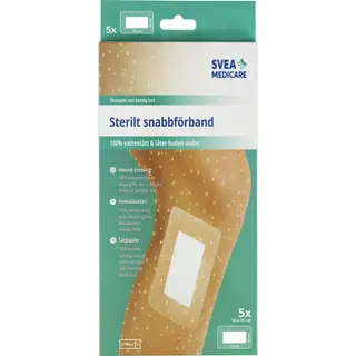 Produktfoto för Svea Medicare 100% Vattentätt Sterilt snabbförband 10 x 25cm 5 st