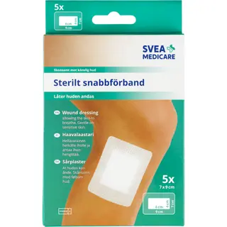 Produktfoto för Svea Medicare Sterilt snabbförband 7 x 9cm 5 st