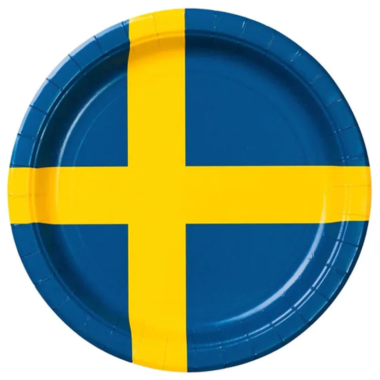 Alternativ bild 0 för Svenska Flaggan Papperstallrik  8-pack
