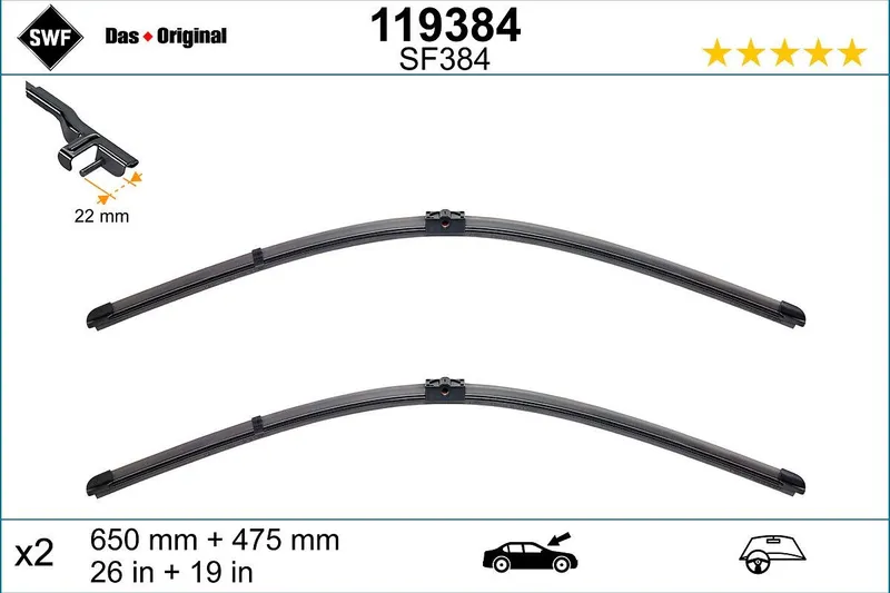 Alternativ bild 0 för SWF Vindrutetorkare VISIOFLEX 650/475 mm 2 st.