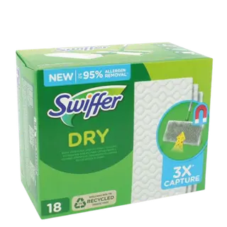 Produktfoto för Swiffer dry wipes refil, Vit, 18 styck