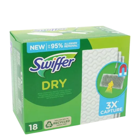 Bild 2 för Swiffer dry wipes refil, Vit, 18 styck