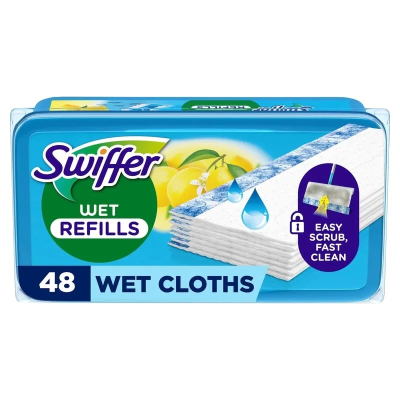 Bild 1 för Swiffer Wet Fuktiga Dammtrasor För Golv Med Citrondoft, 48 st