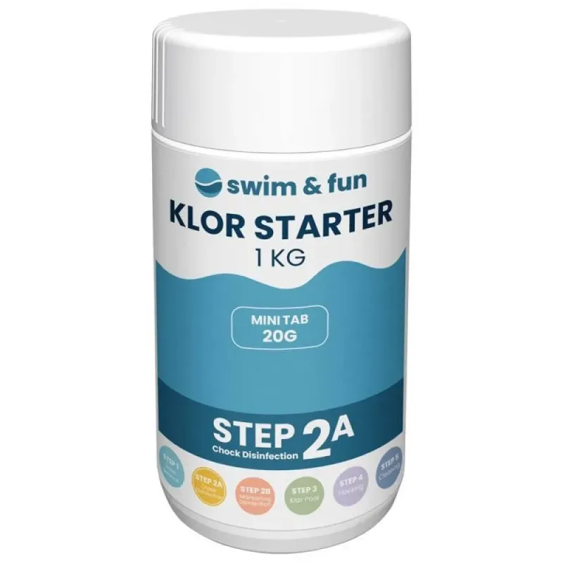 Bild 1 för Swim&Fun Klor Starter - Tabs 20 g - 1 kg - Steg 2A