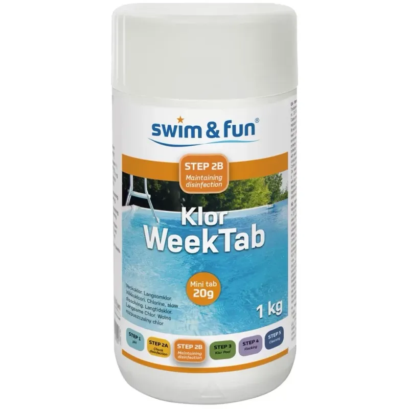 Alternativ bild 0 för Swim&Fun Klor WeekTab - Tabs 20 g - 1 kg - Steg 2B