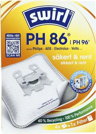 Produktfoto för Swirl PH86/PH96 Dammsugarpåsar