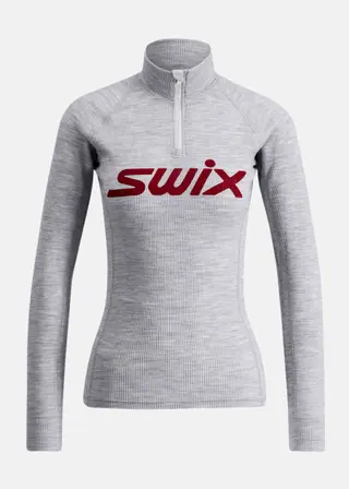 Produktfoto för Swix Racex Merino Half Zip W Light Grey Melange/ Swix Red