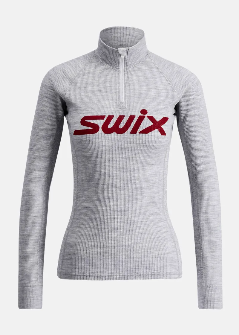 Bild 1 för Swix Racex Merino Half Zip W Light Grey Melange/ Swix Red