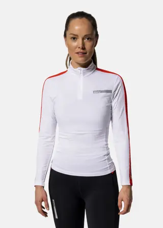 Produktfoto för Swix Roadline NTS Half Zip Baselayer Top W Bright White/Fiery Red