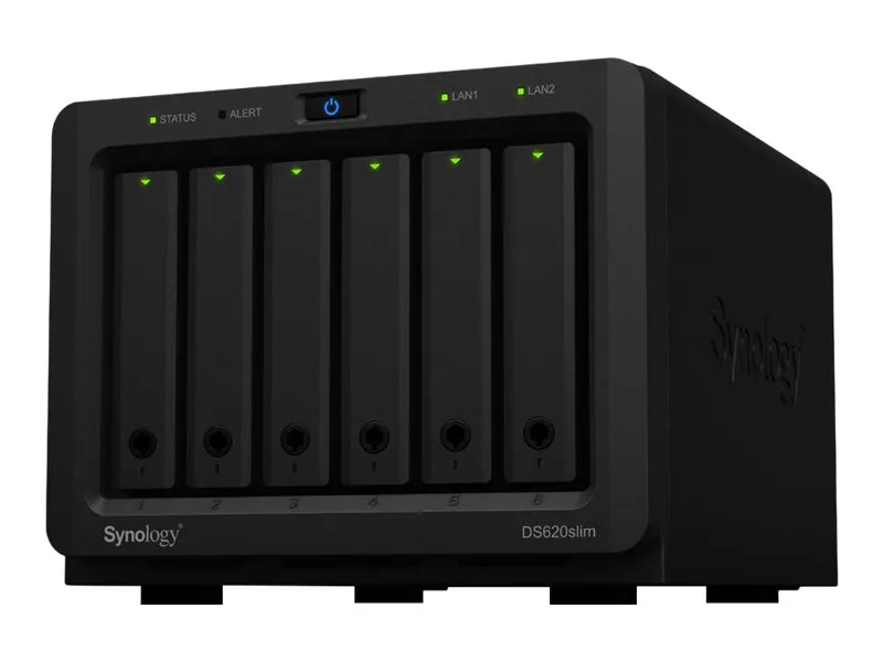 Alternativ bild 0 för Synology Disk Station DS620slim - NAS-server - 6 fack - SATA 6Gb/s - RAID RAID 0, 1, 5, 6, 10, JBOD - RAM 2 GB - Gigabit Ethernet - iSCSI support