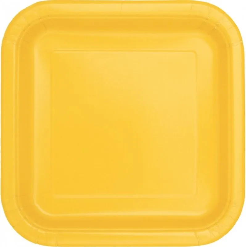 Alternativ bild 0 för Tallrikar fyrkantiga gula 14-pack