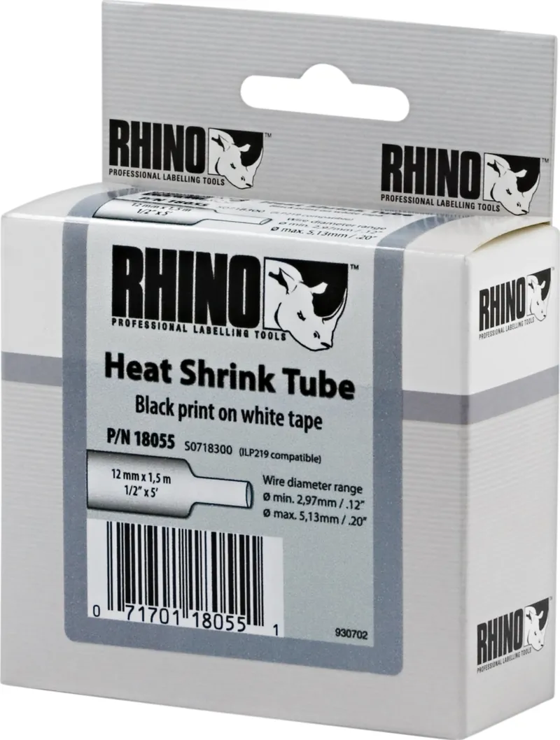 Bild 2 för Tape Rhino 12mmx1,5m shrink tube black/white