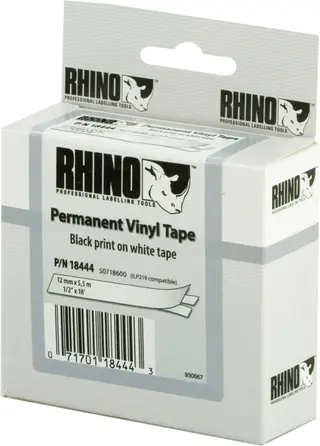 Produktfoto för Tape Rhino 12mmx5,5m vinyl black/white