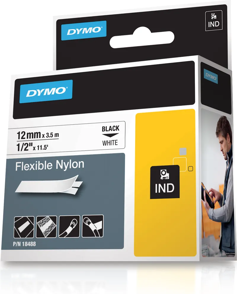 Bild 1 för Tape Rhino flex nylon 12mm svart på vit