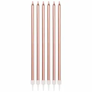 Produktfoto för Tårtljus långa roséguld metallic 15cm 16-pack