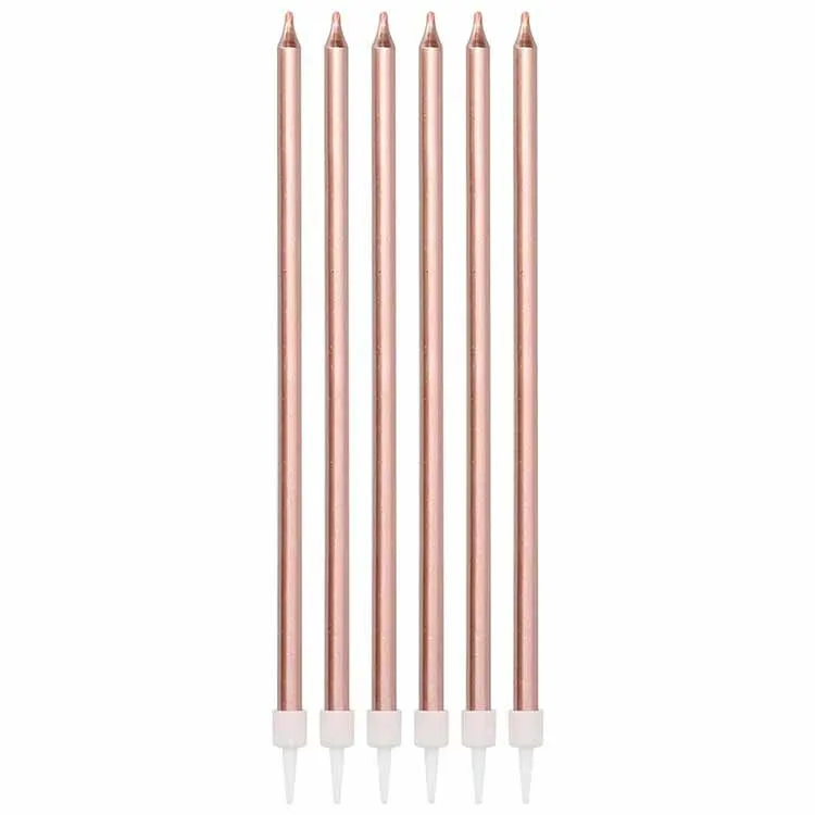 Alternativ bild 0 för Tårtljus långa roséguld metallic 15cm 16-pack