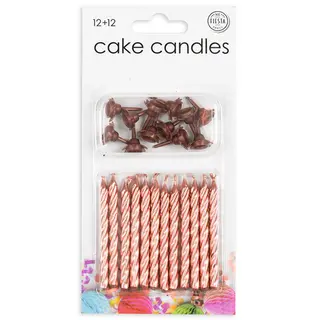 Produktfoto för Tårtljus med Hållare Roséguld 12-pack