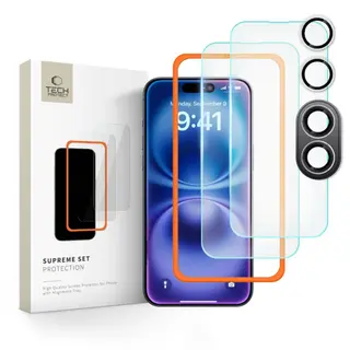 Produktfoto för Tech-Protect [3-Pack] iPhone 16 Härdat Glas Skärmskydd Supreme