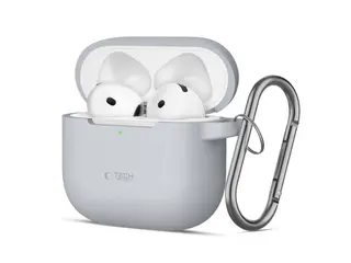 Produktfoto för Tech-Protect Airpods 4 Skal Silikon Hook - Crayon Grå