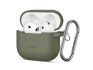 Produktfoto för Tech-Protect Airpods 4 Skal Silikon Hook - Olive grön