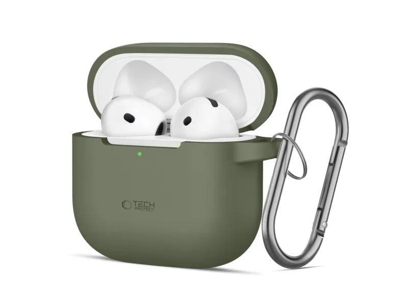 Alternativ bild 0 för Tech-Protect Airpods 4 Skal Silikon Hook - Olive grön