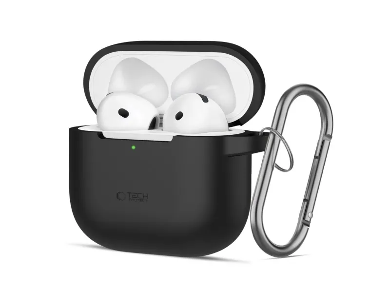 Alternativ bild 0 för Tech-Protect Airpods 4 Skal Silikon Hook - Svart