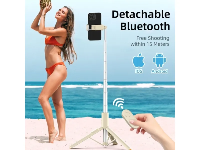 Alternativ bild 0 för Tech-Protect Bluetooth Selfie Stick Tripod - Beige