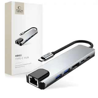 Produktfoto för Tech-Protect HB02 6in1 Hub Adapter - Space Grå