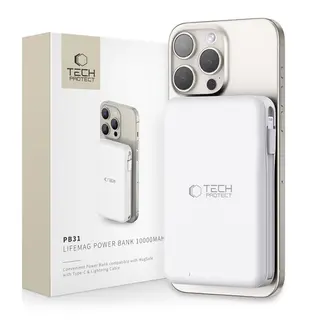 Produktfoto för Tech-Protect LifeMag PB31 Powerbank MagSafe, 10000 mAh, 15 W - Vit