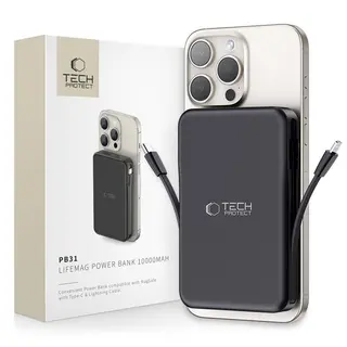 Produktfoto för Tech-Protect LifeMag PB31 Powerbank MagSafe, 10000 mAh, 15W - Svart