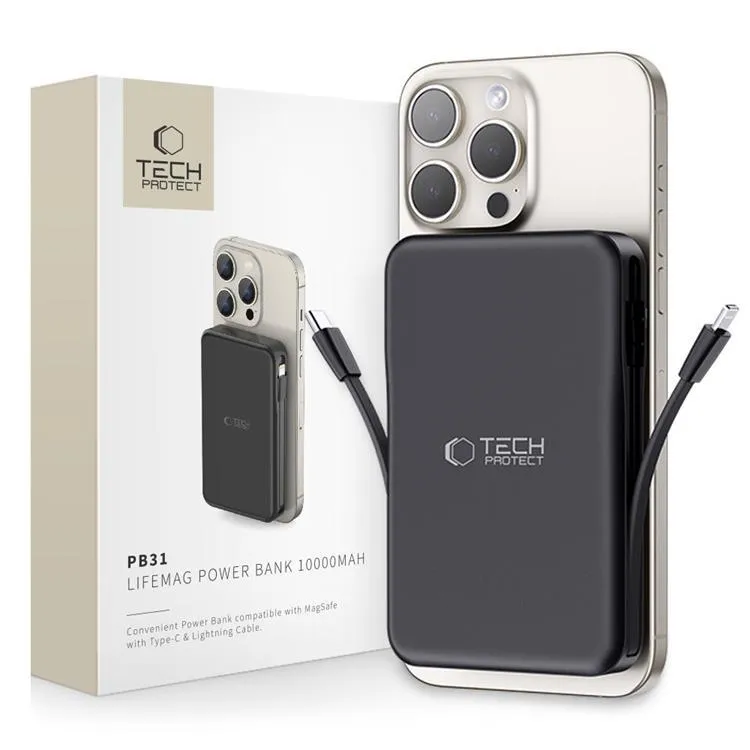 Alternativ bild 0 för Tech-Protect LifeMag PB31 Powerbank MagSafe, 10000 mAh, 15W - Svart
