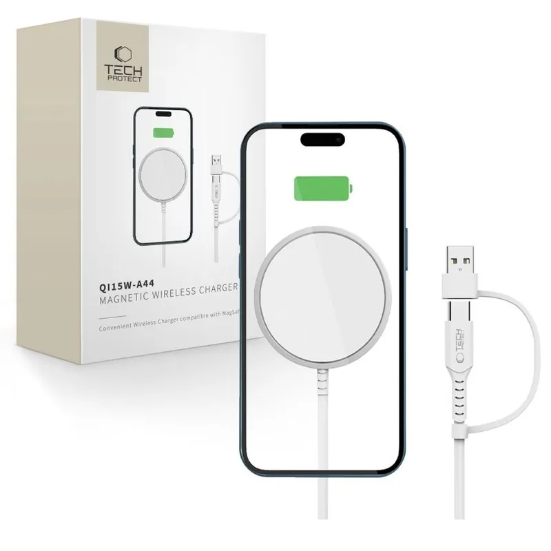 Alternativ bild 0 för Tech-Protect Magsafe Trådlös Laddare Magnetic QI 15W-A44 - Vit