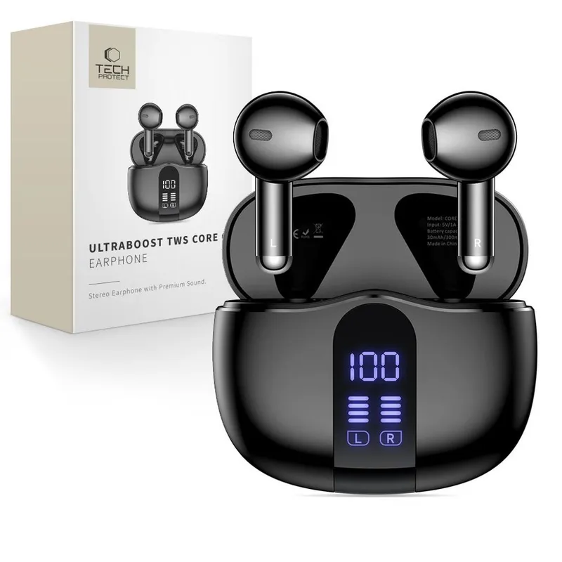 Alternativ bild 0 för Tech-Protect Trådlös Hörlurar In-Ear Ultraboost Core G2 - Svart