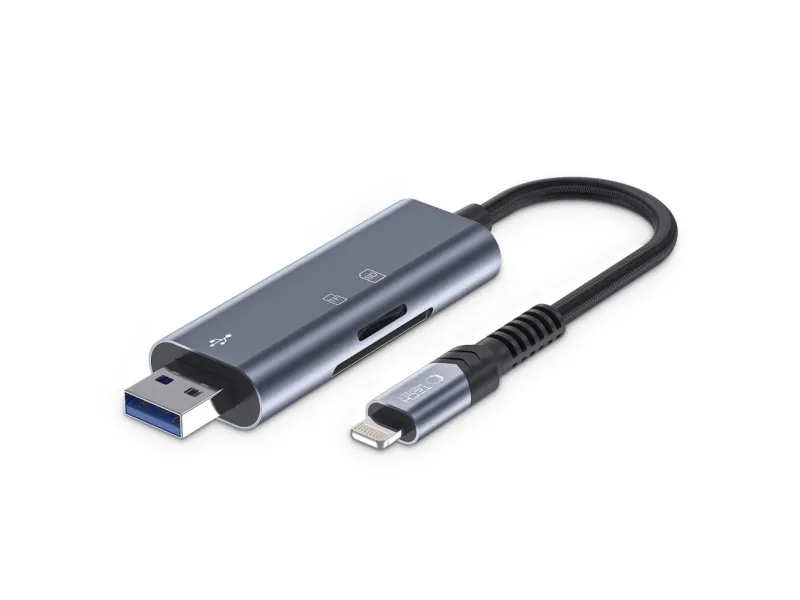 Alternativ bild 0 för Tech-Protect UltraBoost SD/micro SD Minneskortläsare med Lightning/USB-A-kontakt