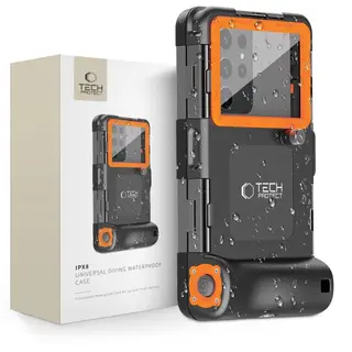 Produktfoto för Tech-Protect Universala Vattentät Mobilväskor Diving - Svart/Orange