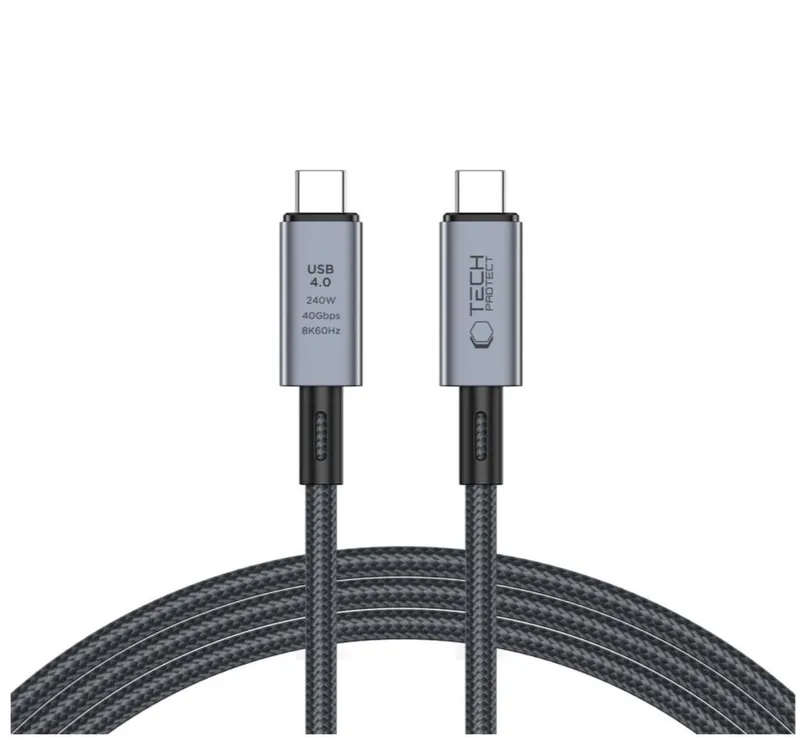 Alternativ bild 0 för Tech-Protect USB-C till USB-C PD-kabel 240W 8K@40Gbps 2m - Grå