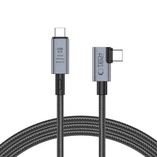 Produktfoto för Tech-Protect USB-C till vinklad USB-C PD-kabel 240W 8K@40Gbps, 1,5m - Grå