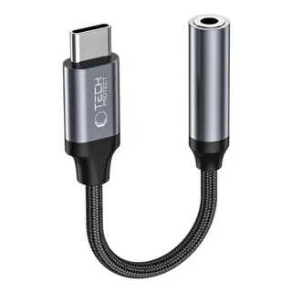 Produktfoto för Tech-Protect USB-C To Mini Jack (3.5mm) Adapter - Svart