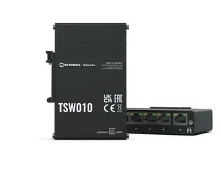 Produktfoto för Teltonika TSW010 - Switch - 5 x 10/100 - DIN-skenmonterbar - Passiv PoE