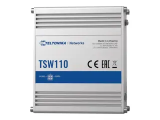 Produktfoto för Teltonika TSW110 - Switch - ohanterad - 5 x 10/100/1000 - DIN-skenmonterbar, bordsmonterbar - Passiv PoE - Likström