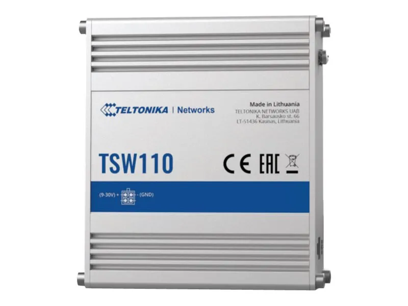 Alternativ bild 0 för Teltonika TSW110 - Switch - ohanterad - 5 x 10/100/1000 - DIN-skenmonterbar, bordsmonterbar - Passiv PoE - Likström