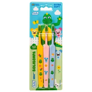 Produktfoto för TePe Mini Bolibompa Extra Soft Tandborste 3-pack