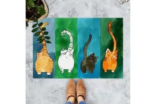 Produktfoto för TEPPI Gatto d&ouml;rrmatta med m&ouml;nster, rektangul&auml;r - flerf&auml;rgad PVC (60x40)