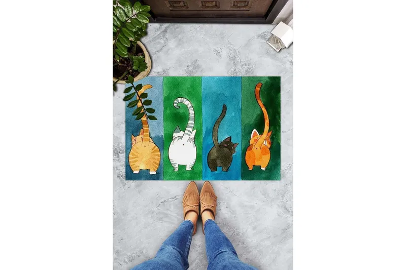 Bild 2 för TEPPI Gatto d&ouml;rrmatta med m&ouml;nster, rektangul&auml;r - flerf&auml;rgad PVC (60x40)