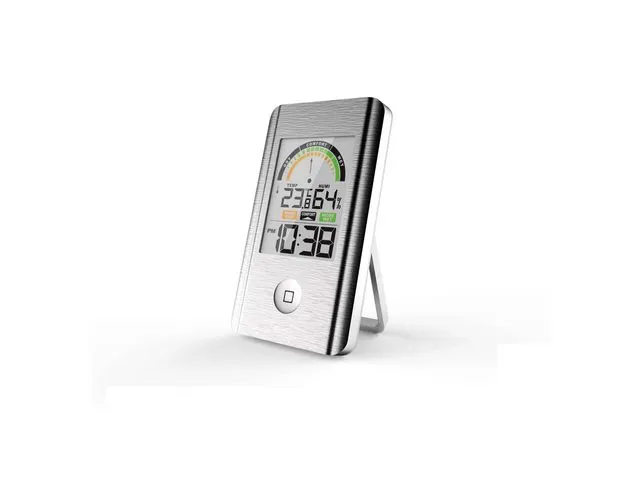 Alternativ bild 0 för TERMOMETER IN/UT HYGROM KLOCKA ALU | Beijerbygg Byggmaterial