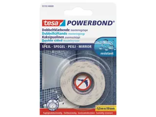 Produktfoto för tesa® Dubbelsidig fästtejp, Powerbond® Universal, vit, 19 mm x 1,5 m, 58565